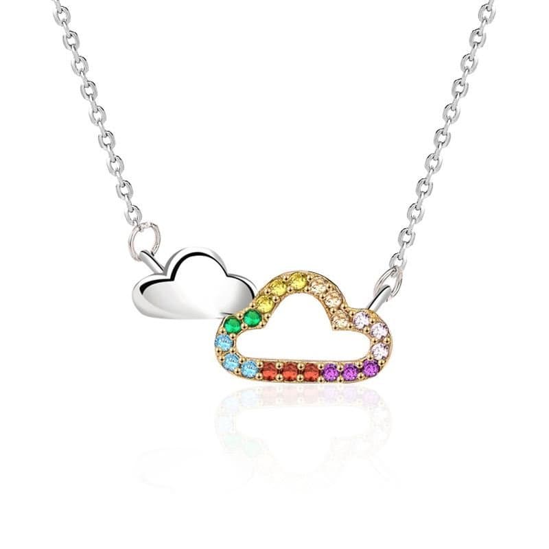 Colourful CZ Hollow Cloud 925 Sterling Silver Necklace