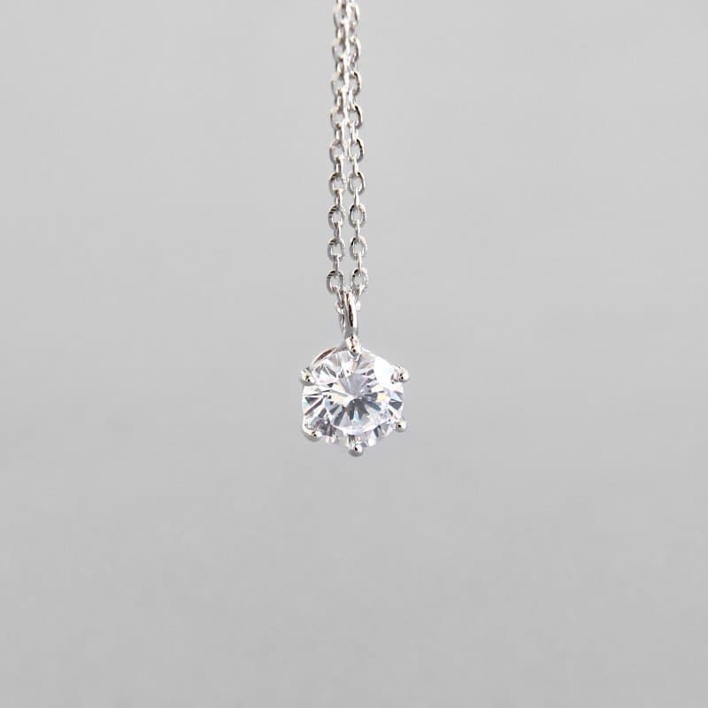 Simple Party Round CZ 925 Sterling Silver Necklace