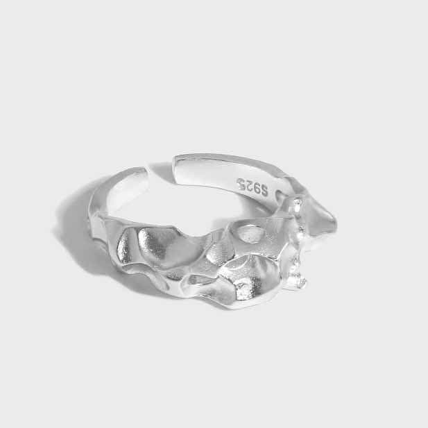 Irregular Rugged 925 Sterling Silver Adjustable Ring