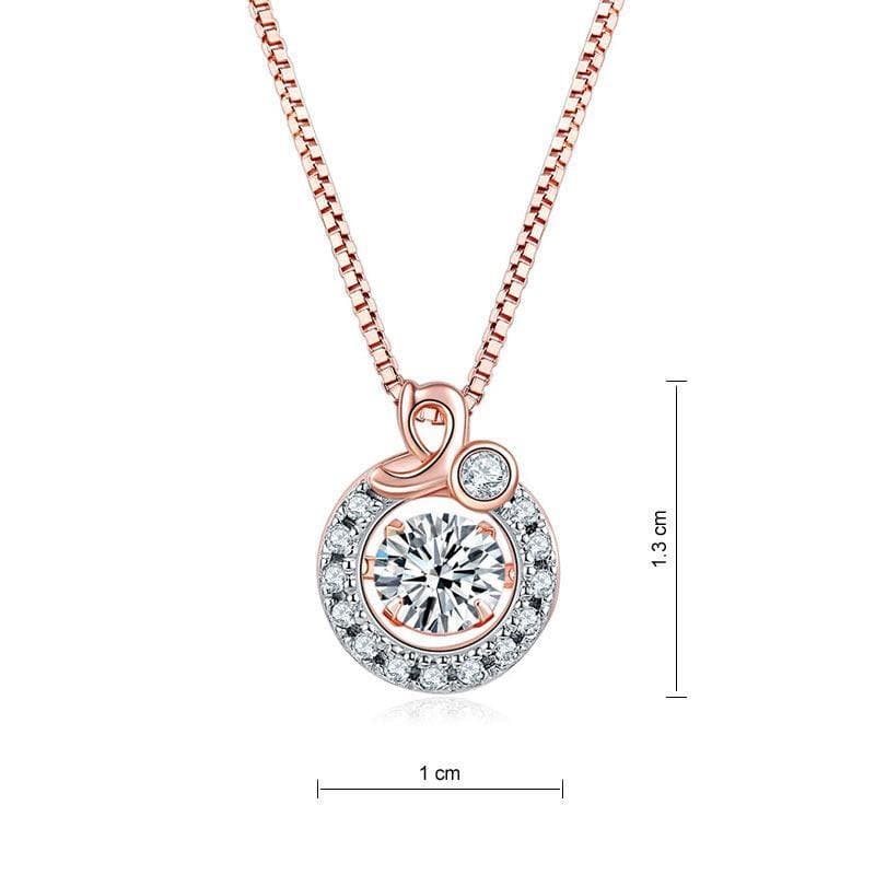 Dancing Stone Pendant Necklace Solid 925 Sterling Silver Rose Gold Plated