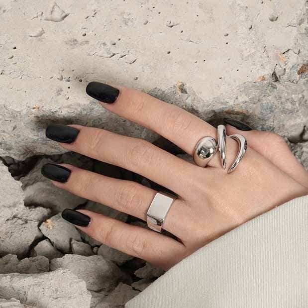 Geometric Rectangle 925 Sterling Silver Adjustable Ring