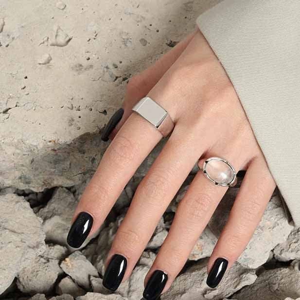 Geometric Rectangle 925 Sterling Silver Adjustable Ring