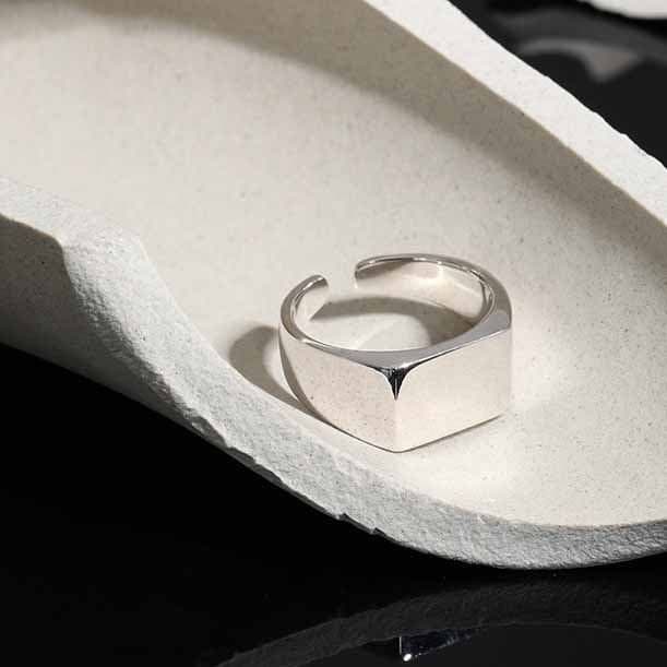 Classic Golden Cross 925 Sterling Silver Adjustable Ring