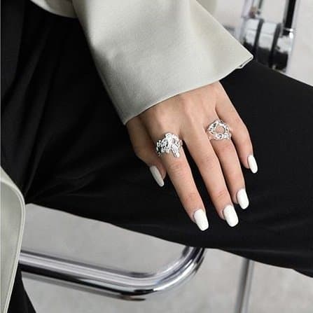 Irregular Lava Texture 925 Sterling Silver Adjustable Ring