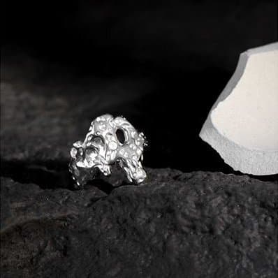 Irregular Lava Texture 925 Sterling Silver Adjustable Ring