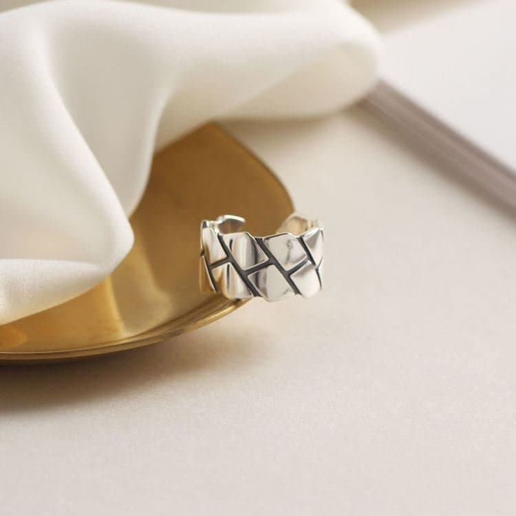 Vintage Minimalism Geometric 925 Sterling Silver Adjustable Ring