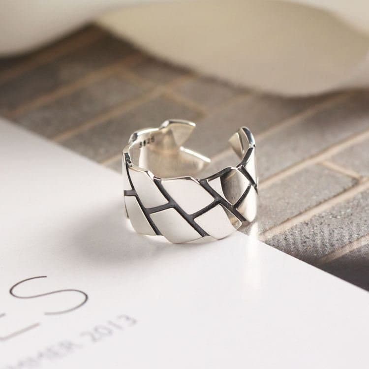 Vintage Minimalism Geometric 925 Sterling Silver Adjustable Ring