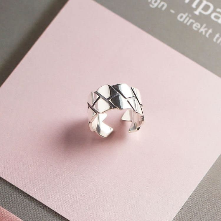 Vintage Minimalism Geometric 925 Sterling Silver Adjustable Ring