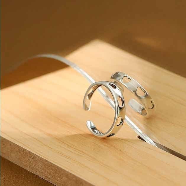 Hollow Heart 925 Sterling Silver Adjustable Ring