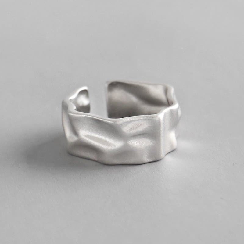 Irregular Surface 925 Sterling Silver Adjustable Ring