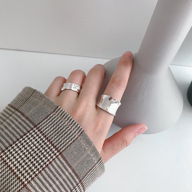 Irregular Surface 925 Sterling Silver Adjustable Ring