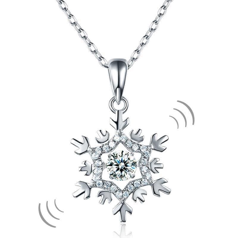 Dancing Stone Snowflake Pendant Necklace