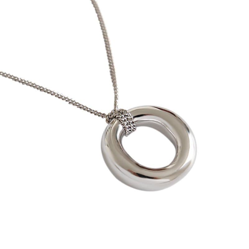 Office Circle Ring 925 Sterling Silver Necklace
