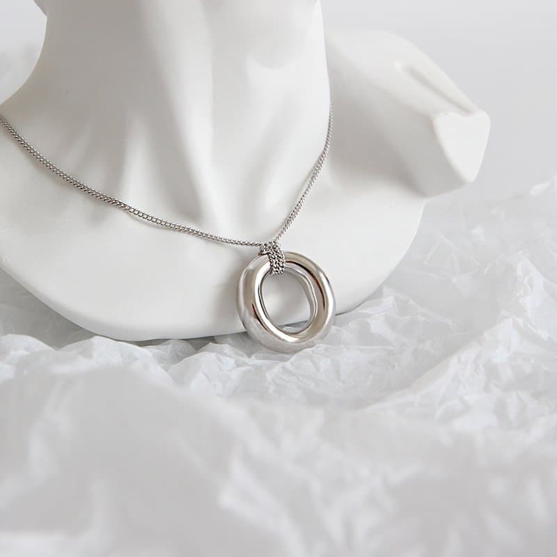 Office Circle Ring 925 Sterling Silver Necklace