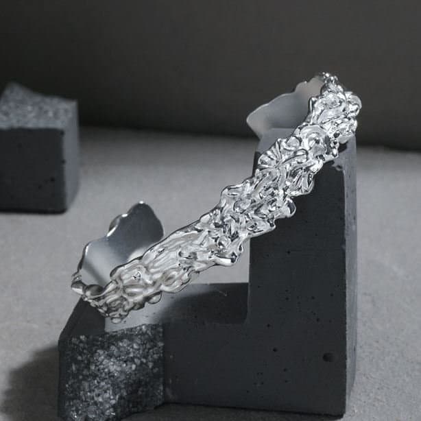 Irregular 925 Sterling Silver Open Bangle
