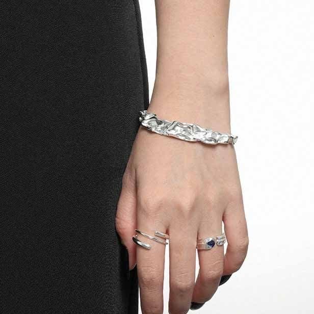Irregular 925 Sterling Silver Open Bangle