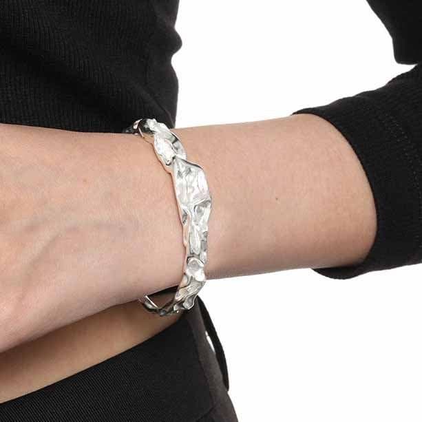 Irregular 925 Sterling Silver Open Bangle