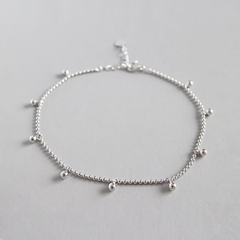Dangle Beads Chain 925 Sterling Silver Anklet