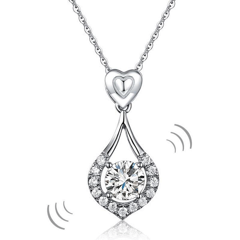 Dancing Stone Swarovski Zirconia Heart Tear Drop Pendant Necklace
