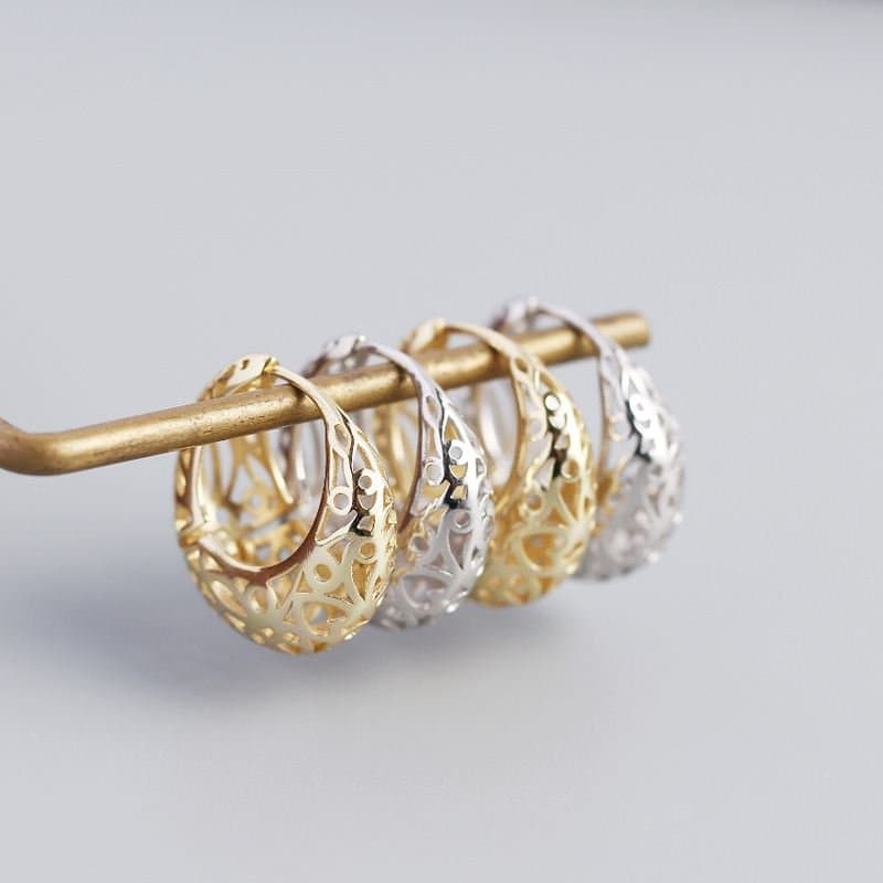 Hollow Circle 925 Sterling Silver Hoop Earrings