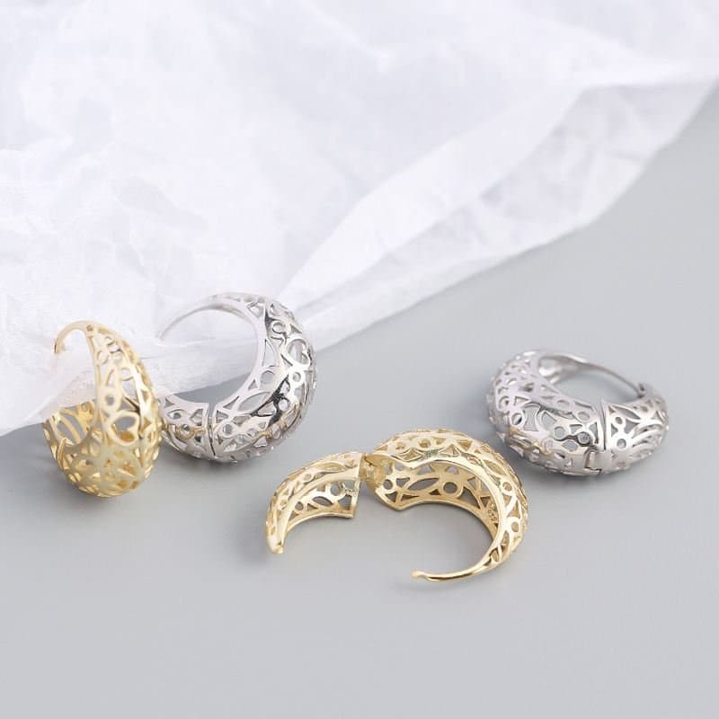 Hollow Circle 925 Sterling Silver Hoop Earrings