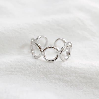 Hollow Circles Geometric 925 Sterling Silver Adjustable Ring