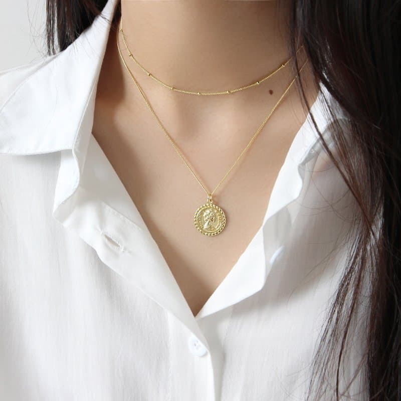Portrait Elizabeth Coin 925 Sterling Silver Necklace