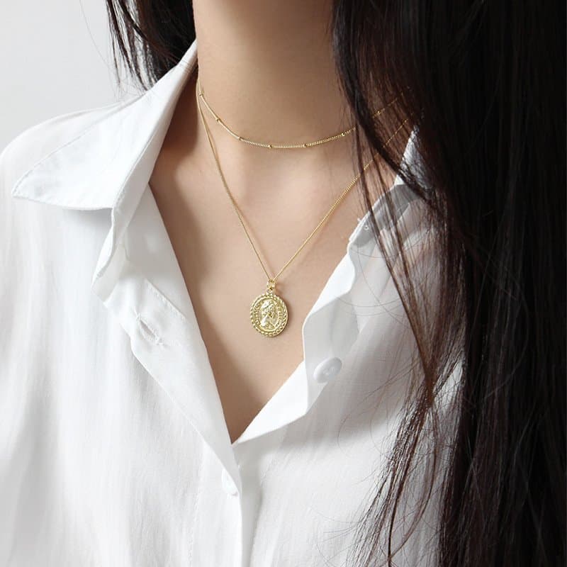 Portrait Elizabeth Coin 925 Sterling Silver Necklace