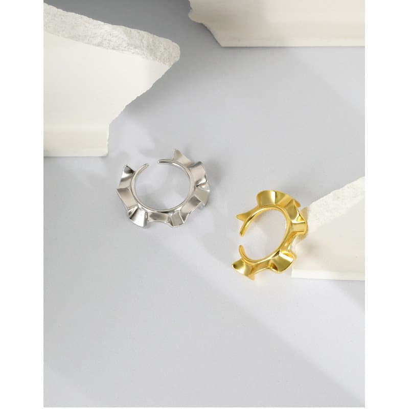 Irregular Wave Sunshine 925 Sterling Silver Adjustable Ring