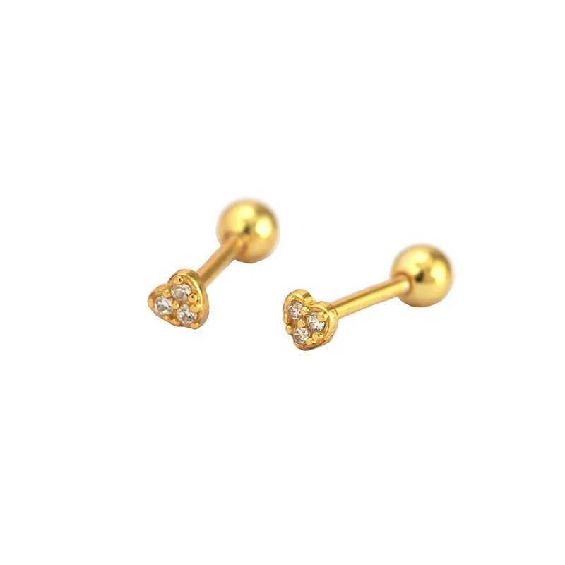 CZ Mini Heart Ball 925 Sterling Silver Stud Earrings
