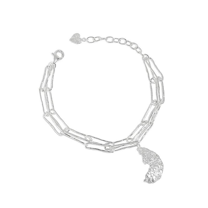Irregular Crescent Moon Hollow Chain 925 Sterling Silver Bracelet