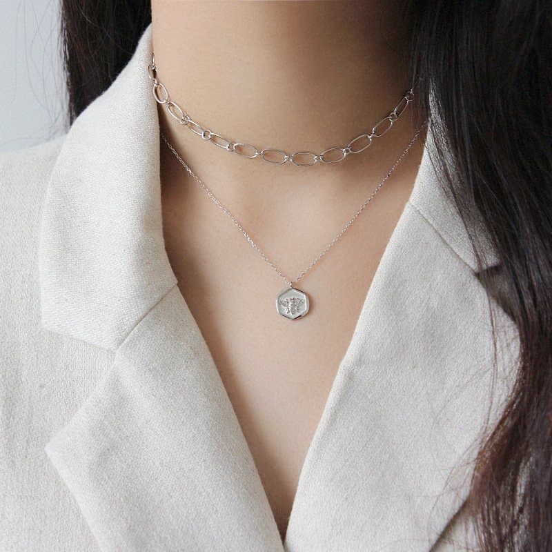 Honey Bee Tag 925 Sterling Silver Necklace