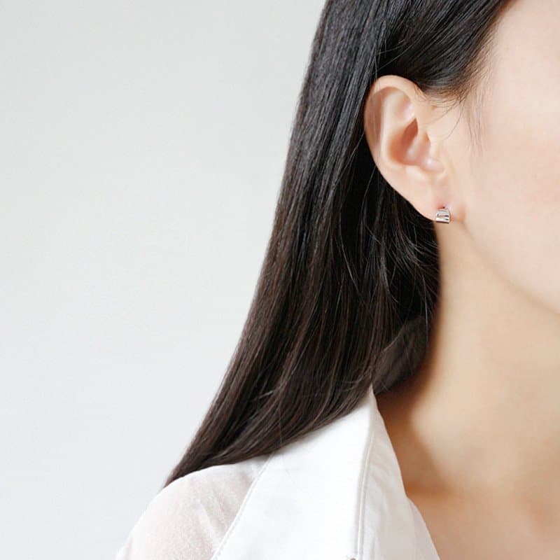 Mini C Shape Curve 925 Sterling Silver Stud Earrings