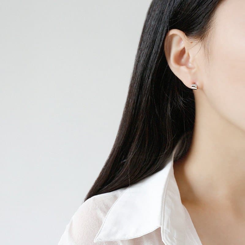 Mini C Shape Curve 925 Sterling Silver Stud Earrings
