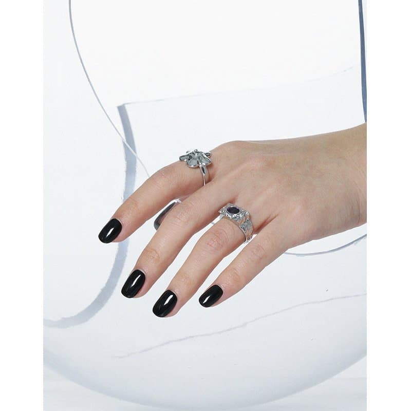 Elegant Purple Oval CZ Eye 925 Sterling Silver Adjustable Ring