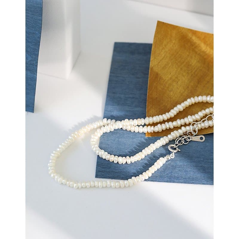 Elegant Irregular Natural Pearls 925 Sterling Silver Necklace