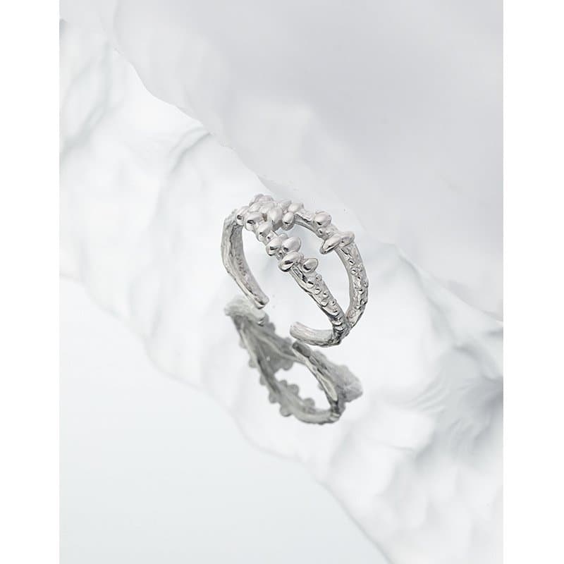 Bubbles Open Mouth 925 Sterling Silver Adjustable Ring