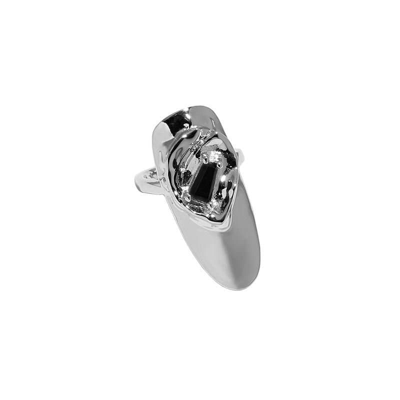 CZ Geometric 925 Sterling Silver Adjustable Nail Ring