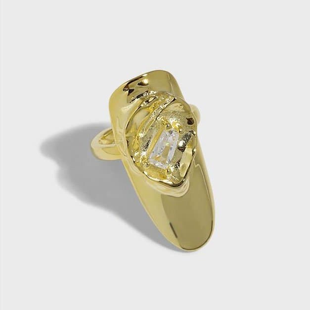 CZ Geometric 925 Sterling Silver Adjustable Nail Ring