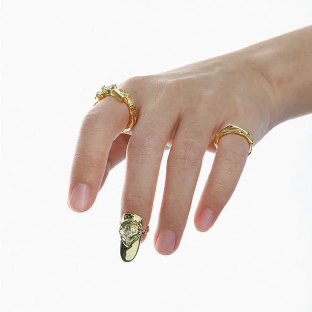 CZ Geometric 925 Sterling Silver Adjustable Nail Ring