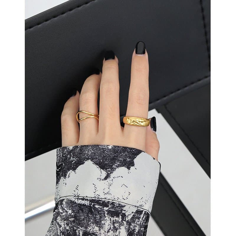 Double Layers Cross 925 Sterling Silver Adjustable Ring