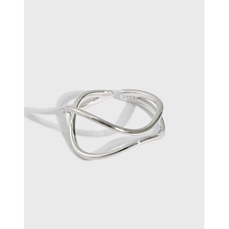 Double Layers Cross 925 Sterling Silver Adjustable Ring