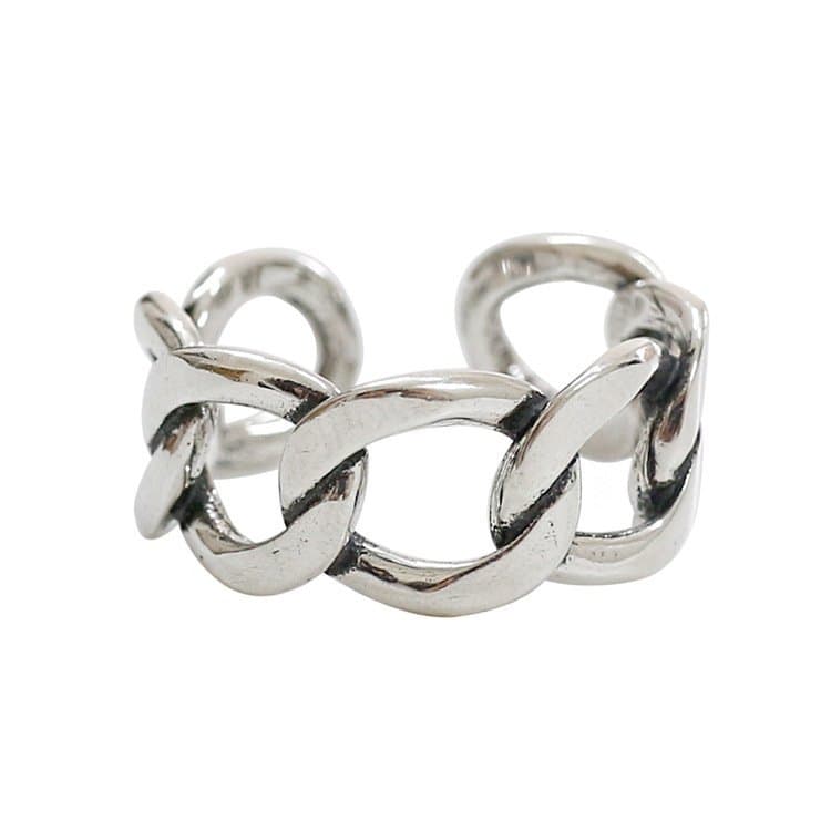 Hollow Chain Vintage 925 Sterling Silver Adjustable Ring