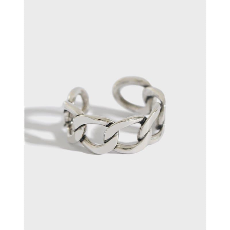 Hollow Chain Vintage 925 Sterling Silver Adjustable Ring