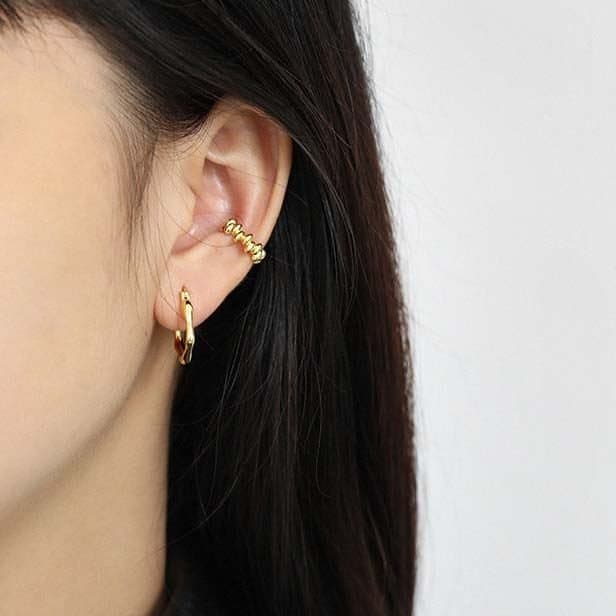 Irregular Geometric 925 Sterling Silver Hoop Earrings