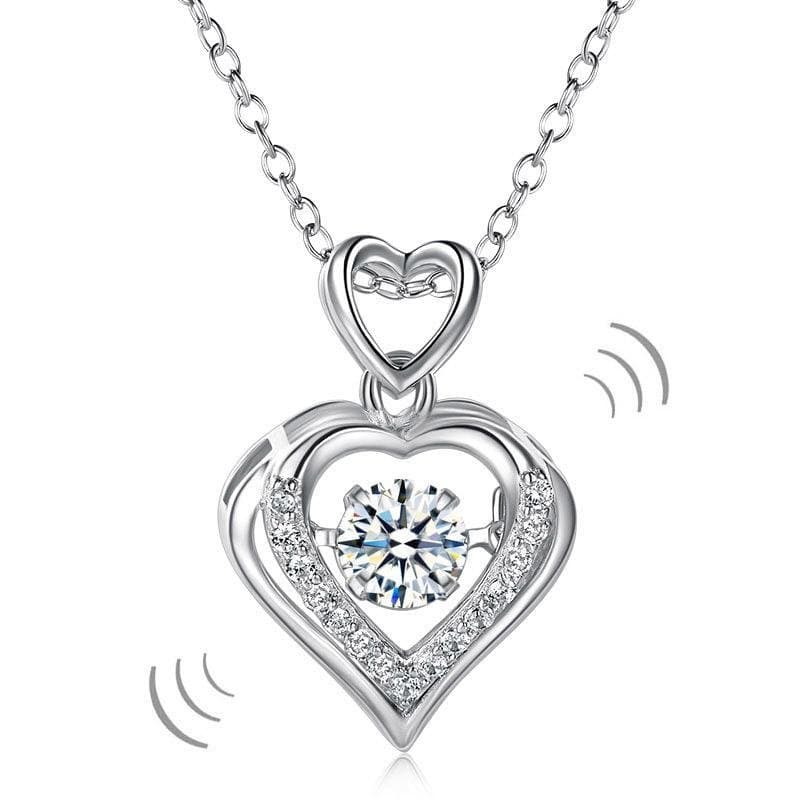 Double Heart Dancing Stone Pendant Necklace