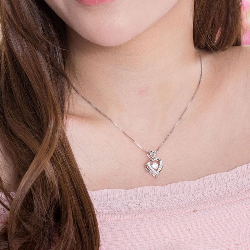 Double Heart Dancing Stone Pendant Necklace
