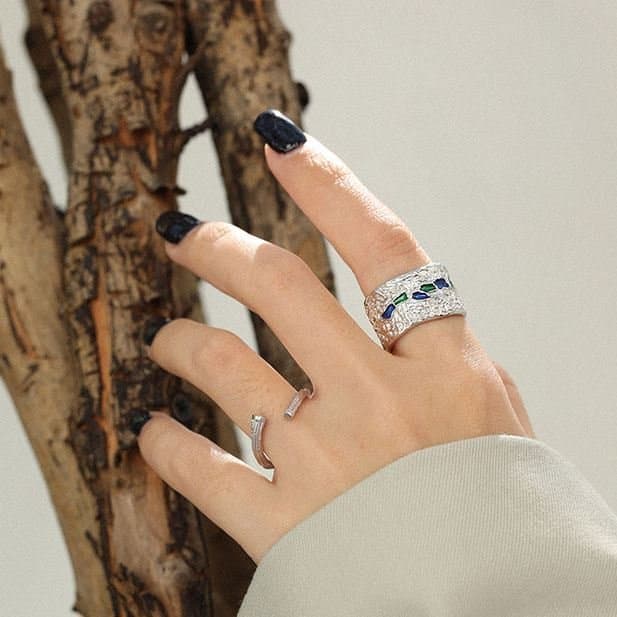 Irregular Wide 925 Sterling Silver Adjustable Ring
