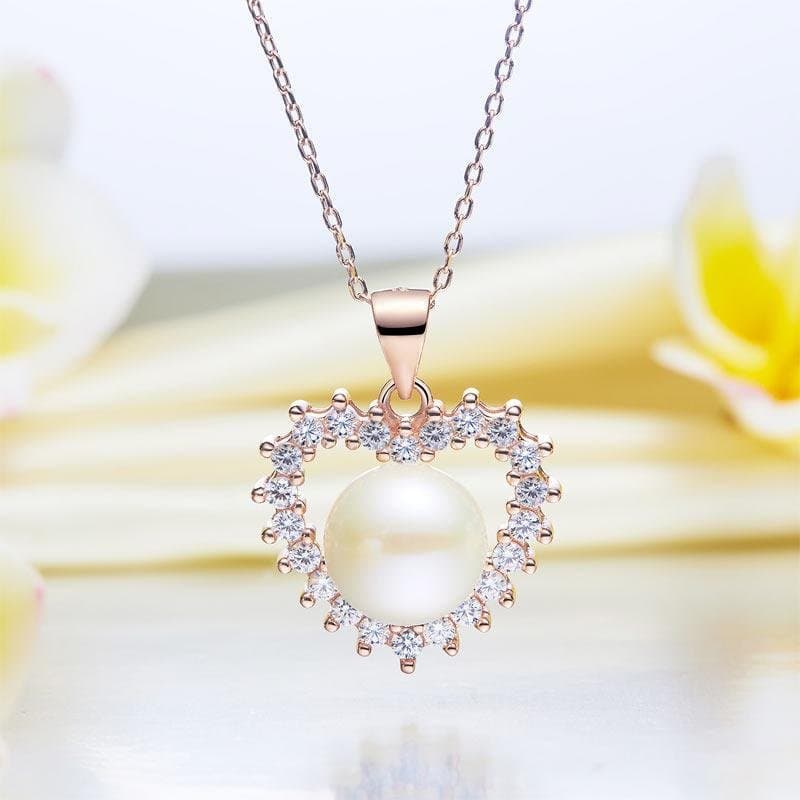 Fresh Water Pearl Heart Necklace with Rose Gold Plated