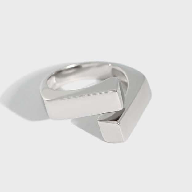 Geometric Cross 925 Sterling Silver Adjustable Ring
